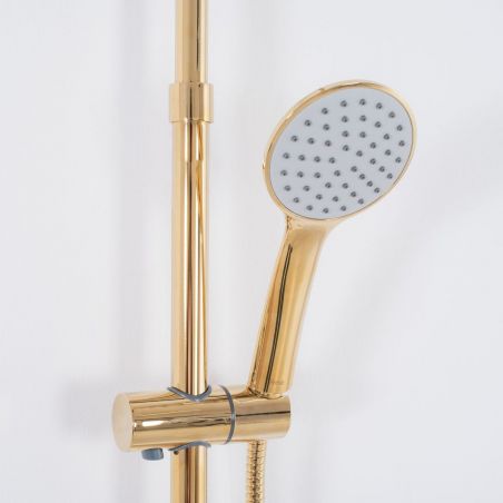 Sistem de dus Aldi Gold, Auriu, cap dus 25x25 cm, Anti Calcar, montaj pe perete