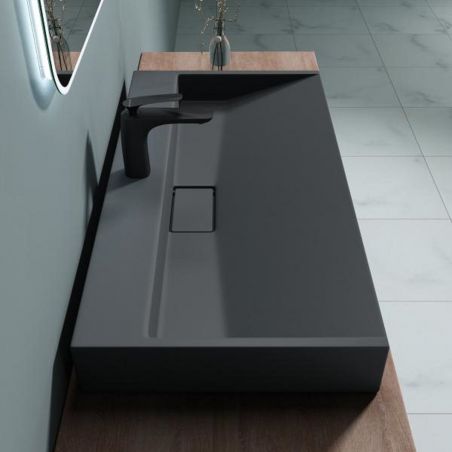 Lavoar EGO 19, Antracit mat, dimensiuni intre 50-100 cm, compozit marmura, montaj suspendat sau pe blat, cu o gaura de baterie