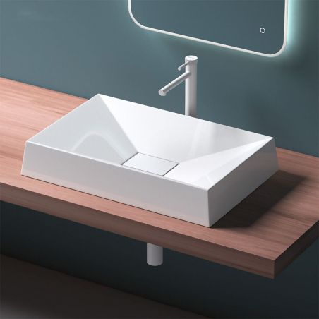 Lavoar EGO 16, compozit marmura, montaj pe blat, scurgere ascunsa, 70x46 cm