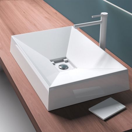 Lavoar EGO 16, compozit marmura, montaj pe blat, scurgere ascunsa, 70x46 cm