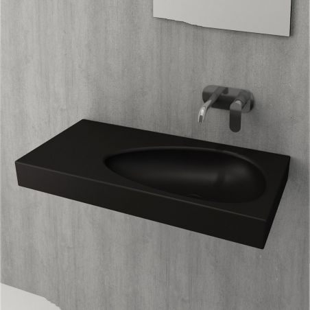 Lavoar Britney, montaj suspendat sau pe blat, 90x45 cm, capac ceramic, negru mat, Royalty Line by Ego