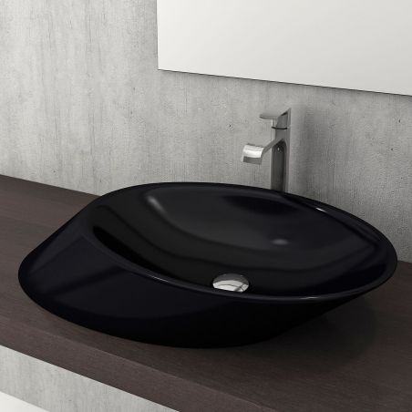 Lavoar Alicia, montaj pe blat, 53x46 cm, negru lucios, Royalty Line by Ego