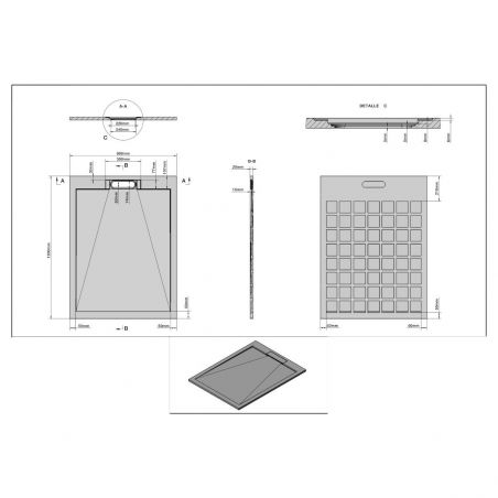 Cadita de dus compozit mineral, dimensiuni 70-90 x 80-160 cm, inaltime 2.5 cm, scugere ascunsa, decupabila, Alb, Antonio