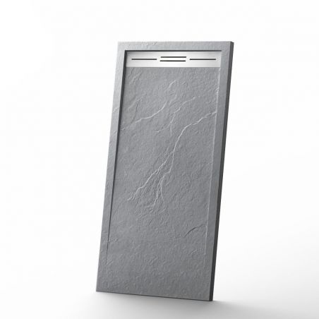 Cadita de dus, compozit mineral, dimensiuni 120x90 cm, inaltime 2.8 cm, decupabila, Gri ciment, Gonzalo