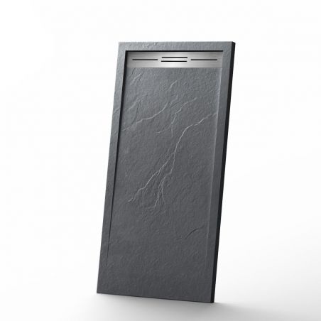 Cadita de dus, compozit mineral, dimensiuni 90-100x120-160 cm, inaltime 2.8 cm, decupabila, Antracit, Gonzalo