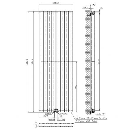 Calorifer vertical EGO - Kalifa, radiator din otel, Alb sau Antracit, dimensiuni la alegere
