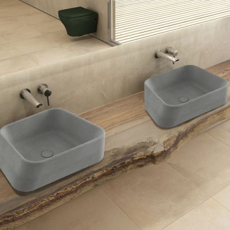 Lavoar Maluma, montaj pe blat, 51x42 cm, capac ceramic, gri ciment mat, Royalty Line by Ego