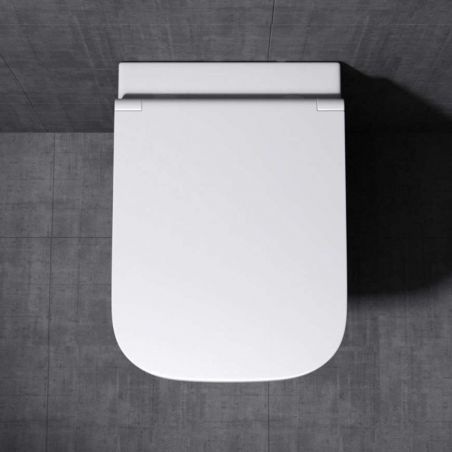 Vas wc Ego-A112 Rimless, 49x34 cm, Alb, ceramica sanitara, capac cu inchidere Soft Close