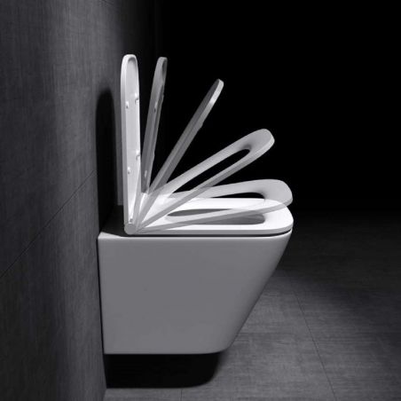 Vas wc Ego-A112 Rimless, 49x34 cm, Alb, ceramica sanitara, 49x34 cm, capac cu inchidere Soft Close