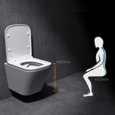 Vas wc Ego-A112 Rimless, 49x34 cm, Alb, ceramica sanitara, 49x34 cm, capac cu inchidere Soft Close