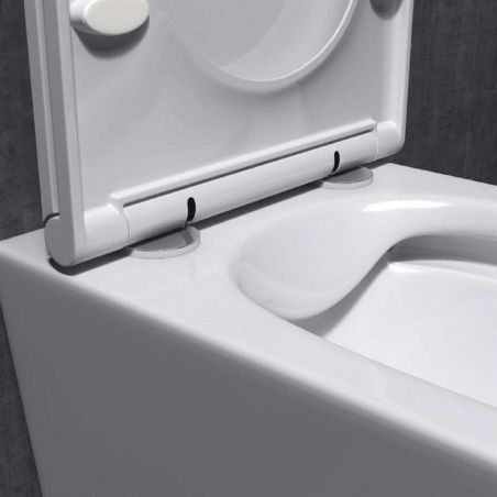 Vas wc Ego-A112 Rimless, 49x34 cm, Alb, ceramica sanitara, 49x34 cm, capac cu inchidere Soft Close