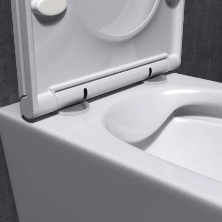 Vas wc Ego-A112 Rimless, 49x34 cm, Alb, ceramica sanitara, capac cu inchidere Soft Close