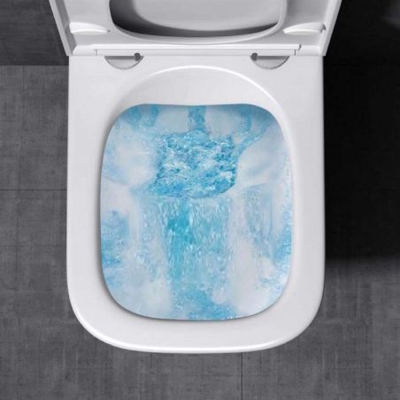 Vas wc Ego-A112 Rimless, 49x34 cm, Alb, ceramica sanitara, 49x34 cm, capac cu inchidere Soft Close