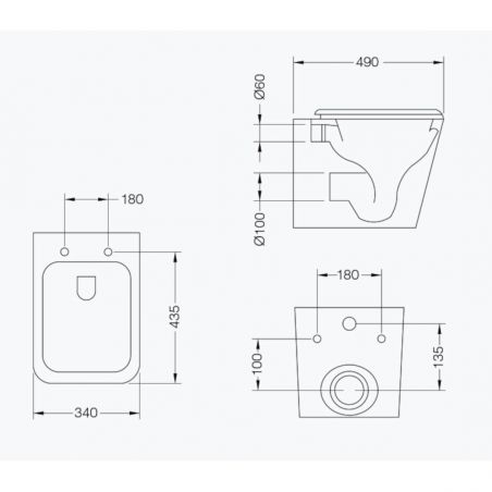 Vas wc Ego-A112 Rimless, 49x34 cm, Alb, ceramica sanitara, 49x34 cm, capac cu inchidere Soft Close