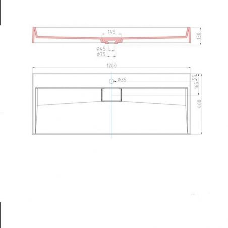 Lavoar EGO 6028, Antracit, mat, 120x40 cm, gaura pentru baterie, montaj pe blat, compozit de marmura