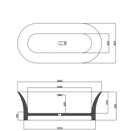 Cada de baie Maluma, freestanding, 184x87 cm, alb lucios, Royalty Line by Ego