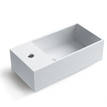 Lavoar Anabel, compozit mineral, montaj suspendat sau pe blat, gaura de baterie pe stanga, 48x24 cm