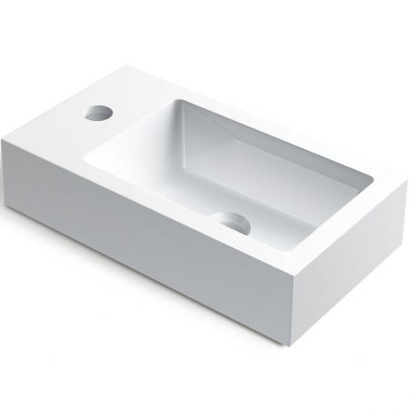 Lavoar Alegria, compozit mineral, montaj suspendat sau pe blat, gaura de baterie pe stanga, 40x22 cm