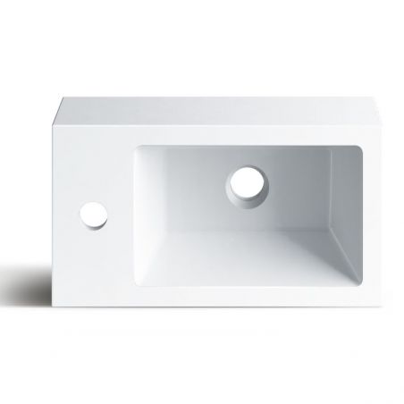 Lavoar Alegria, compozit mineral, montaj suspendat sau pe blat, gaura de baterie pe stanga, 40x22 cm