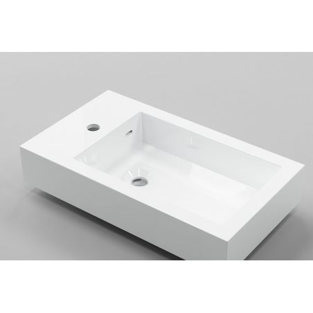Lavoar Zita, compozit mineral, montaj suspendat sau pe blat, gaura de baterie pe stanga, 62x35 cm