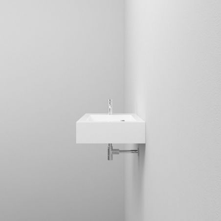 Lavoar Zita, compozit mineral, montaj suspendat sau pe blat, gaura de baterie pe stanga, 62x35 cm