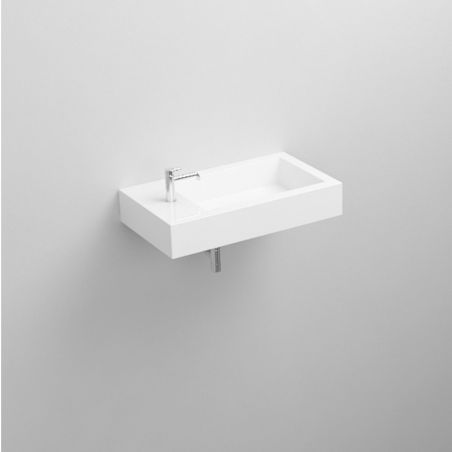 Lavoar Zita, compozit mineral, montaj suspendat sau pe blat, gaura de baterie pe stanga, 62x35 cm