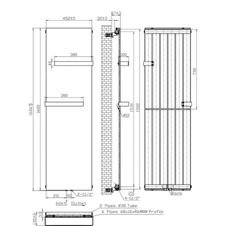 Calorifer Ego-Aphrodite, radiator Portprosop din otel, Antracit, 140-160-180 x 45 cm