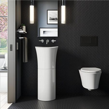 Lavoar stativ Latina, 40x40x91 cm, montaj pe podea, ceramica sanitara, Royalty Line by Ego