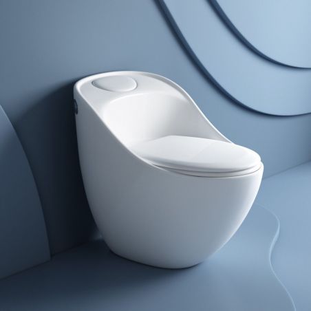 Vas WC Santa Rimless, 69x46 cm, rezervor incorporat, Alb, montaj podea, capac cu soft-close inclus, Royalty Line by Ego