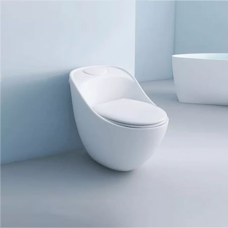 Vas WC Santa Rimless, 69x46 cm, rezervor incorporat, Alb, montaj podea, capac cu soft-close inclus, Royalty Line by Ego