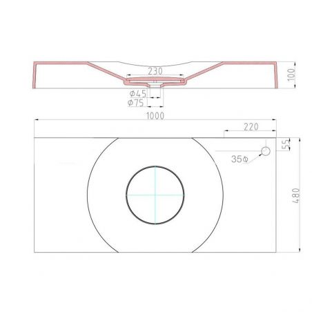 Lavoar EGO 15R, Alb, lucios,scurgere ascunsa, montaj pe blat sau suspendat, compozit marmura, 100x48 cm, gaura baterie dreapta
