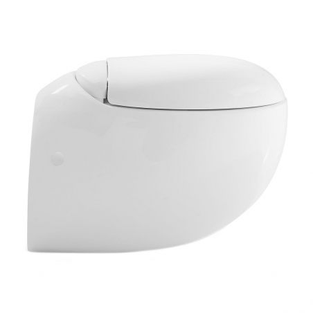 Vas WC EGO Angelo, Alb, 60x43 cm, montaj suspendat, capac duroplast slim soft-close inclus