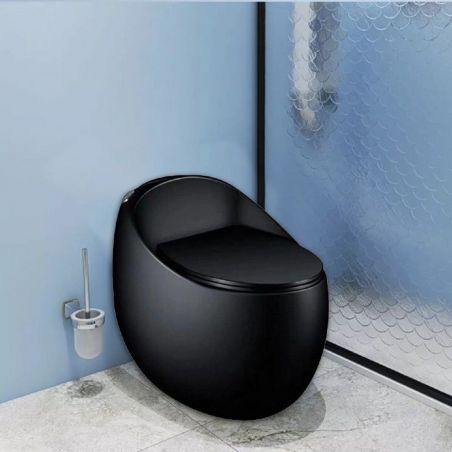 Vas WC Santa Rimless, rezervor incorporat, Negru mat, Power Colour, montaj podea, capac cu soft-close, Royalty Line by Ego