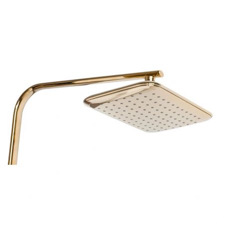 Sistem de dus cu termostat Tom, Auriu, montaj pe perete, cap dus Ultra Slim 25x17 cm, tratament Anti-Calcar Sistem de dus cu termostat Tom, Auriu, montaj pe perete, cap dus Ultra Slim 25x17 cm, tratament Anti-Calcar