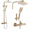 Sistem de dus cu termostat Tom, Auriu, montaj pe perete, cap dus Ultra Slim 25x17 cm, tratament Anti-Calcar Sistem de dus cu termostat Tom, Auriu, montaj pe perete, cap dus Ultra Slim 25x17 cm, tratament Anti-Calcar