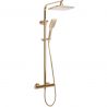 Sistem de dus cu termostat Tom, Auriu, montaj pe perete, cap dus Ultra Slim 25x17 cm, tratament Anti-Calcar Sistem de dus cu termostat Tom, Auriu, montaj pe perete, cap dus Ultra Slim 25x17 cm, tratament Anti-Calcar