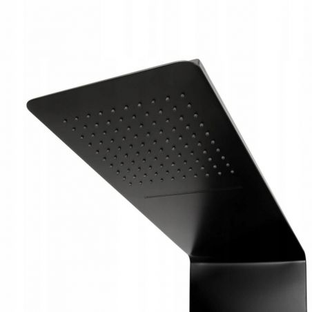 Panel de dus din aluminiu NEO02 cu termostat si hidromasaj, negru, montaj pe perete, 150x23 cm