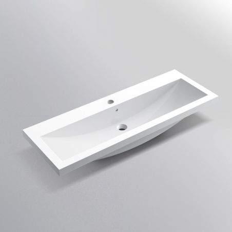 Lavoar dublu Fabio, compozit mineral, montaj semi-incastrat, o gaura de baterie 100x36 cm