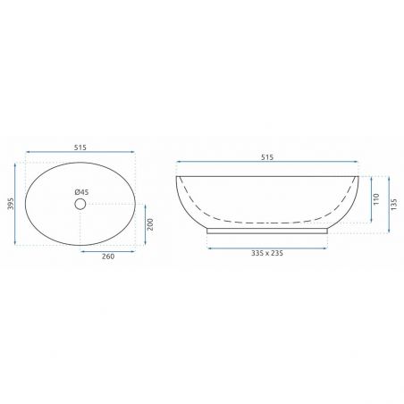 Lavoar REA Villa Cooper, 51.5x39.5 cm, montaj pe blat, ceramica sanitara