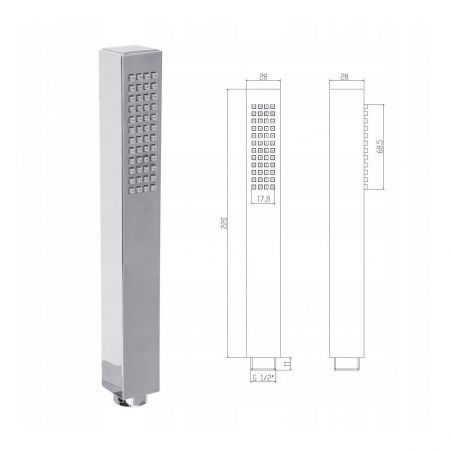 Sistem dus EGO Z1, montaj din perete, baterie incastrata cu  termostat, dus tip ploaie 30x30 cm