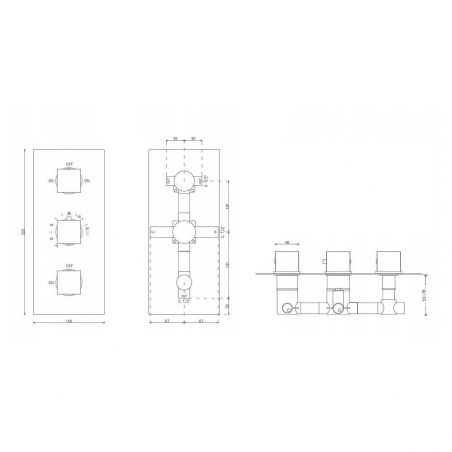 Sistem dus EGO Z1, montaj din perete, baterie incastrata cu  termostat, dus tip ploaie 30x30 cm