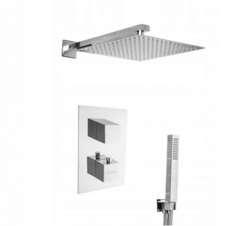 Sistem dus EGO Z3, montaj din perete,  baterie incastrata cu termostat, dus tip ploaie 25x25 cm