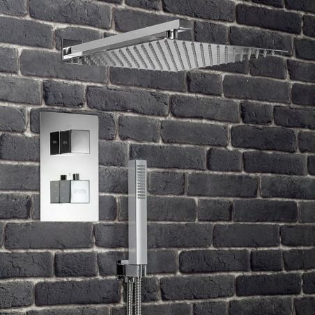 Sistem dus EGO Z3, montaj din perete,  baterie incastrata cu termostat, dus tip ploaie 25x25 cm