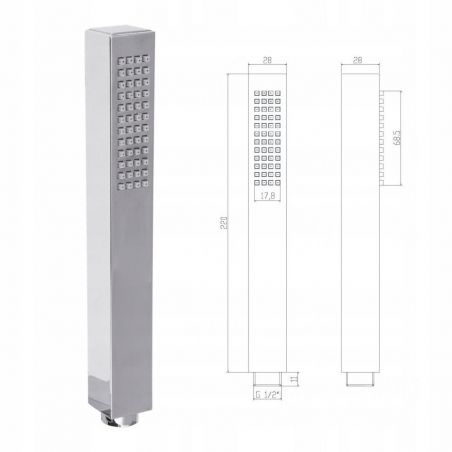 Sistem dus EGO Z3, montaj din perete,  baterie incastrata cu termostat, dus tip ploaie 25x25 cm