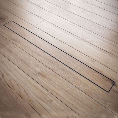 Rigola Dus faiantabila, sifon Smart Pipe, model incorporat sub placa, Premium Low Black, dimensiuni 50-120 cm