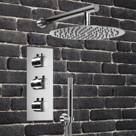 Sistem dus EGO R2, montaj din perete, baterie incastrata cu termostat, dus tip ploaie 30x30 cm