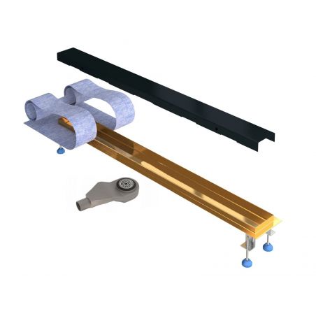 Rigola Dus, sifon Smart Pipe, Premium Black & Gold, dimensiuni intre 60-90 cm,  latime 7,6 cm, otel inoxidabil
