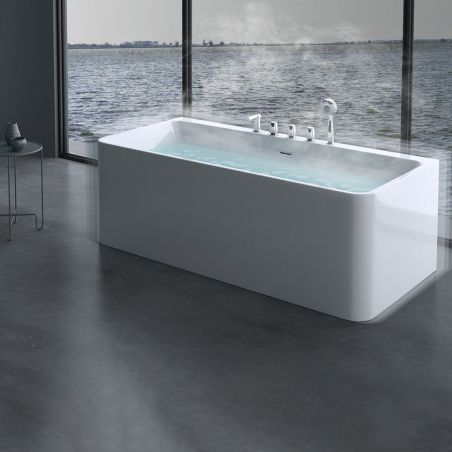 Cada de baie EGO 601S, freestanding, 170 sau 180 cm, baterie integrata cu finisaj crom, acril sanitar termoactiv, alb