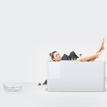 Cada de baie EGO 601S, freestanding, 170 sau 180 cm, baterie integrata cu finisaj crom, acril sanitar termoactiv, alb