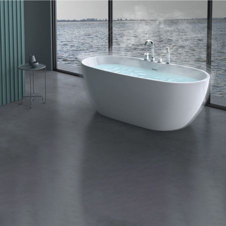 Cada de baie EGO 605, freestanding, 170 cm, baterie integrata cu finisaj crom, acril sanitar termoactiv, alb